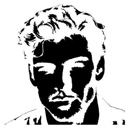 The face as solid black and white areas