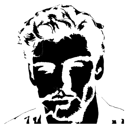 The finished two-tone stencil in black and white
